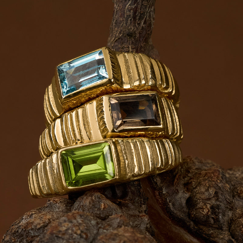 Linea Ring, Blue Topaz, Gold