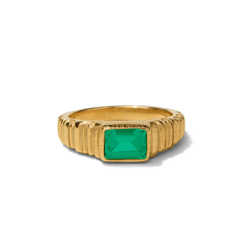 Linea Ring, Green Onyx, Gold