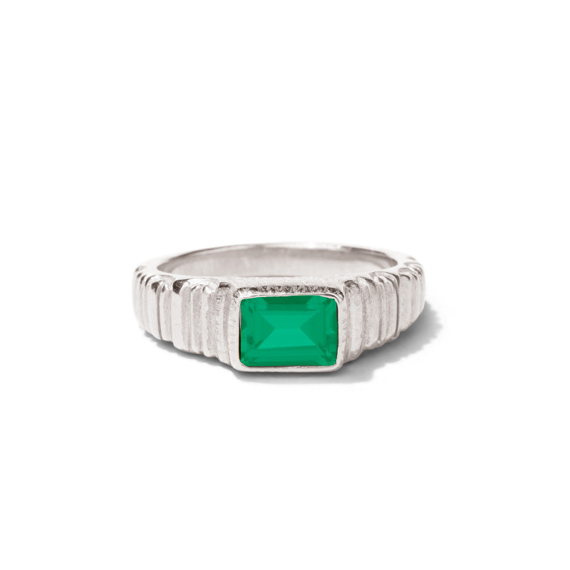 Linea Ring, Green Onyx, Silver