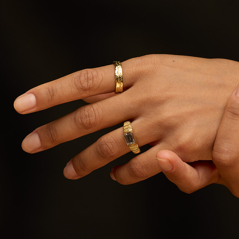 Linea Ring, Smokey Quartz, Gold