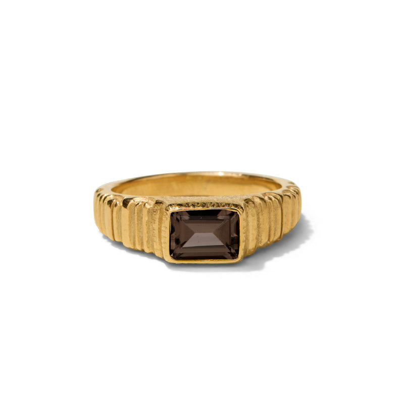 Linea Ring, Smokey Quartz, Gold