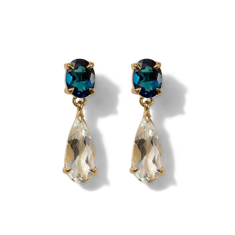 Hellena Stud, London Topaz & Prasiolite, Gold