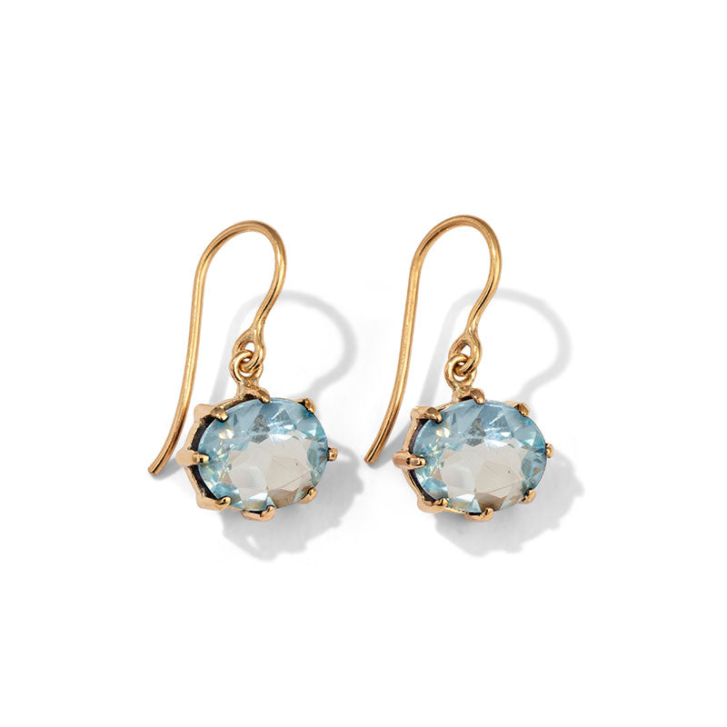 Marie Earring, Blue Topaz, Gold