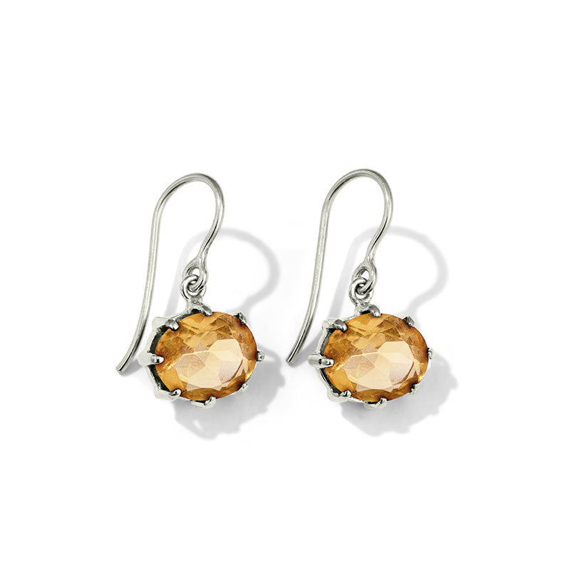 Marie Earring, Citrine, Silver