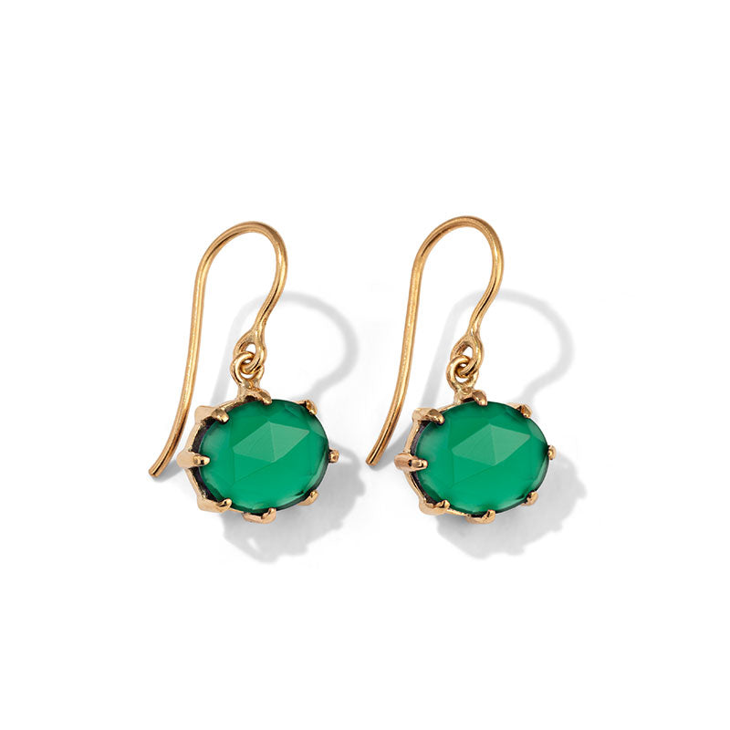 Marie Earring, Green Onyx, Gold