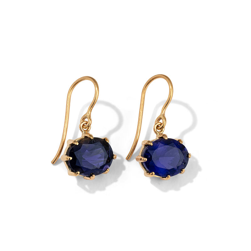 Marie Earring, Iolite, 9kt Yellow Gold