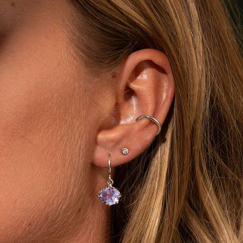 Marie Earring, Amethyst, Silver