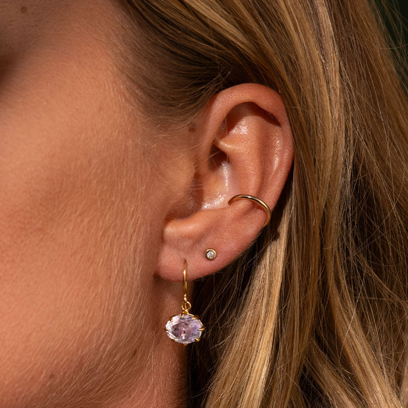 Marie Earring, Amethyst, Gold