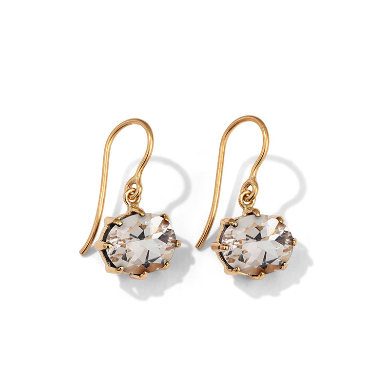 Marie Earring, White Topaz, Gold