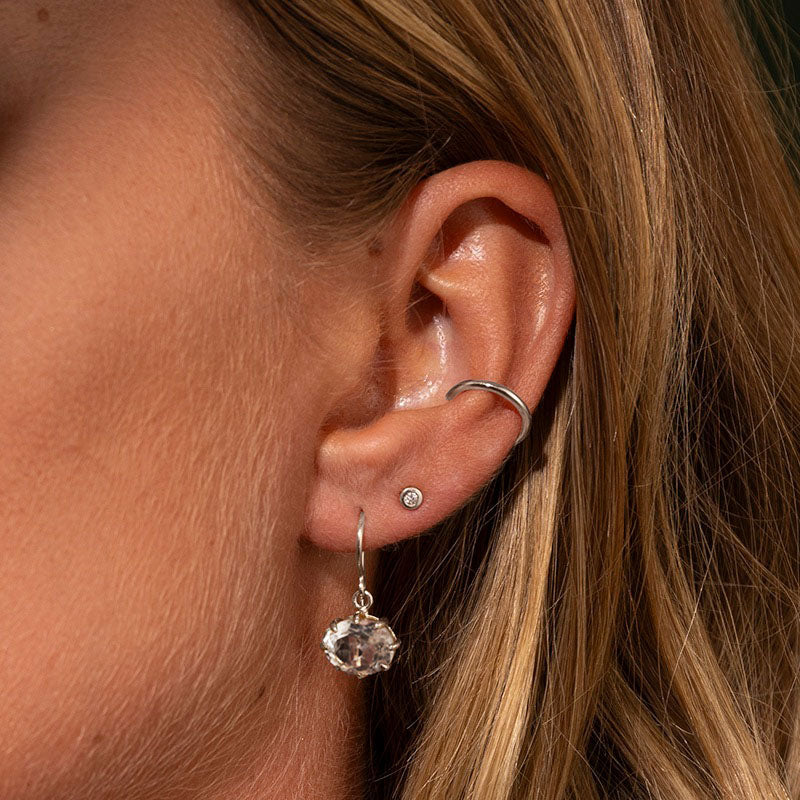 Marie Earring, White Topaz, Silver