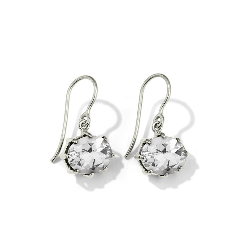 Marie Earring, White Topaz, Silver
