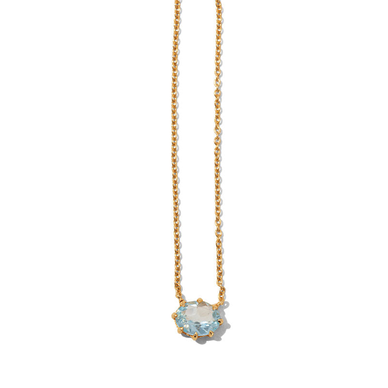 Marie Necklace, Blue Topaz, Gold