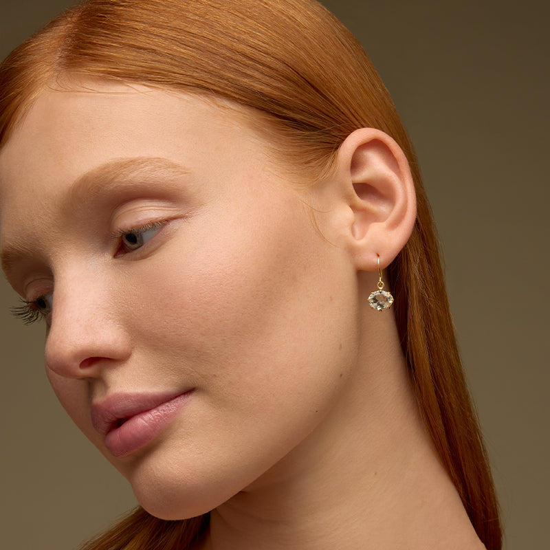 Marie Earring, Prasiolite, Gold