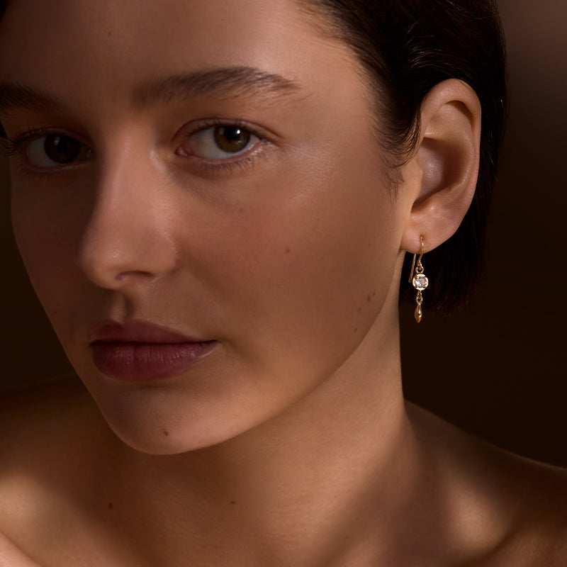 Mercy Earring, White Topaz, Gold