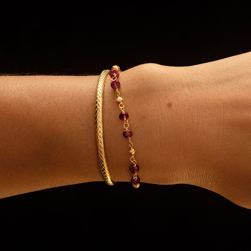 Mercy Bracelet, Garnet, Gold