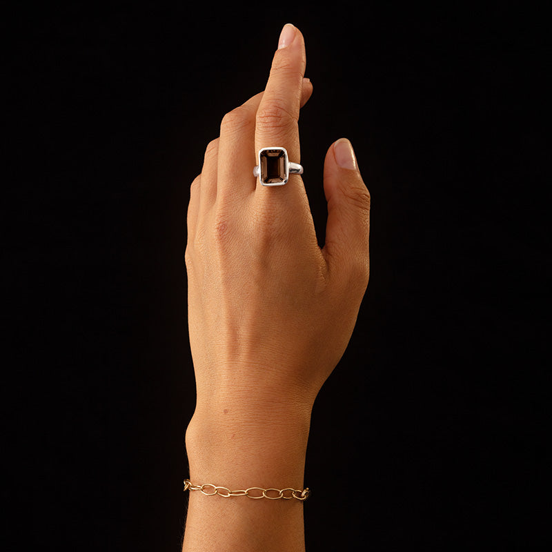 Milos Ring, Smokey Quartz, Silver
