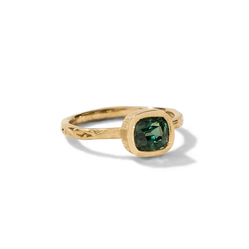 Minerva Ring, Teal Sapphire, 9kt Yellow Gold