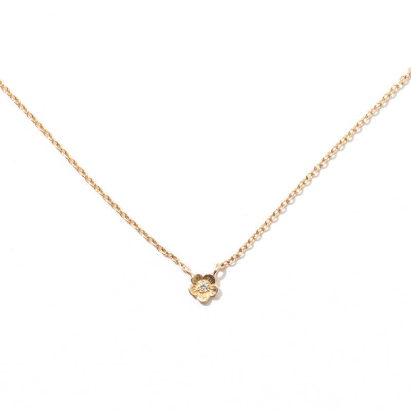 Blossom Necklace, White Diamond, 9kt Yellow Gold