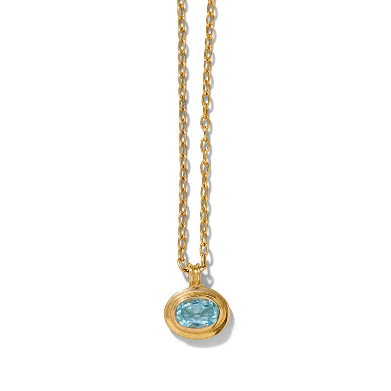 Greco Mini Necklace, Blue Topaz, Gold