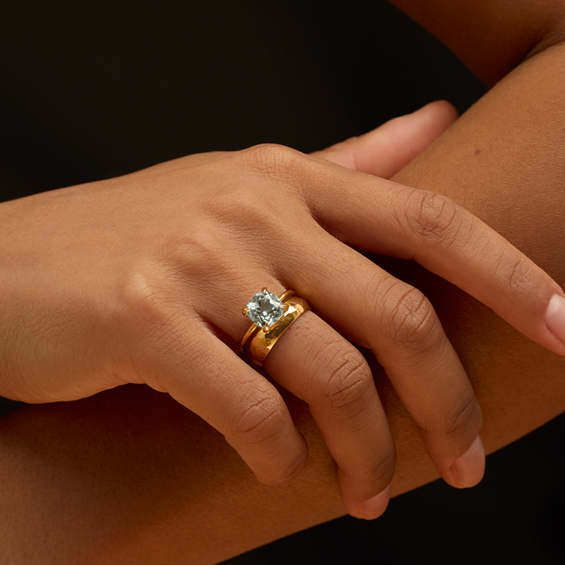 Mini Kara Ring, Prasiolite, Gold