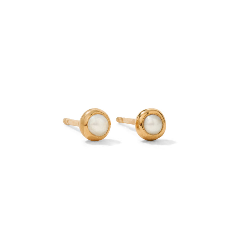 Orbit Mini Stud, Pearl, Gold