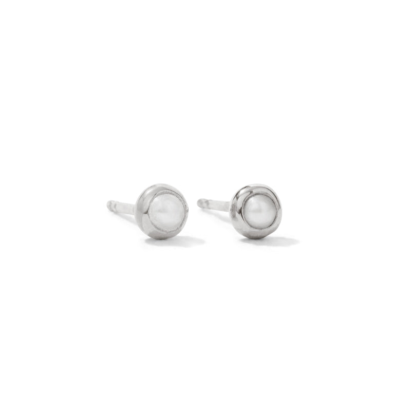Orbit Mini Stud, Pearl, Silver