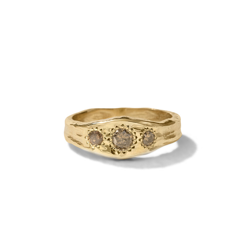 Molten Ring, Brown Diamond, 9kt Yellow Gold