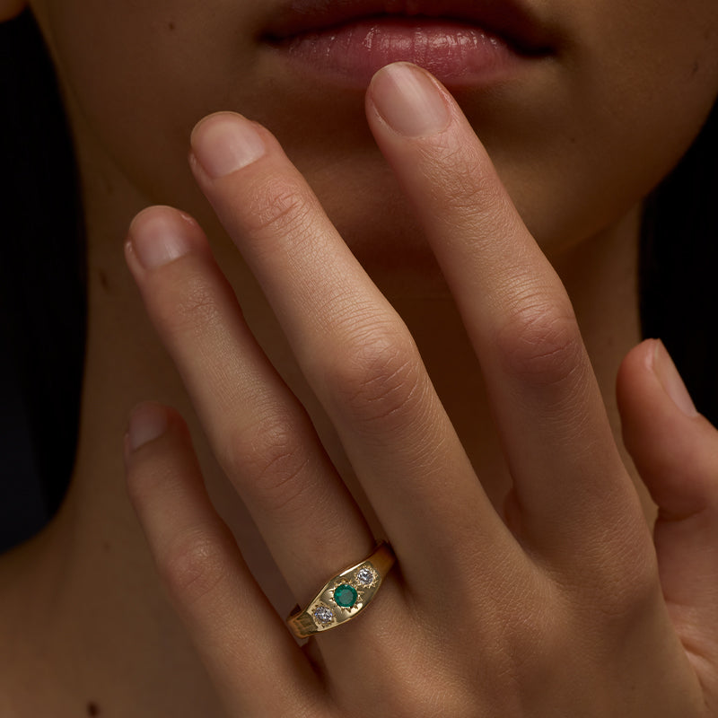 Molten Ring, Emerald, 9kt Yellow Gold