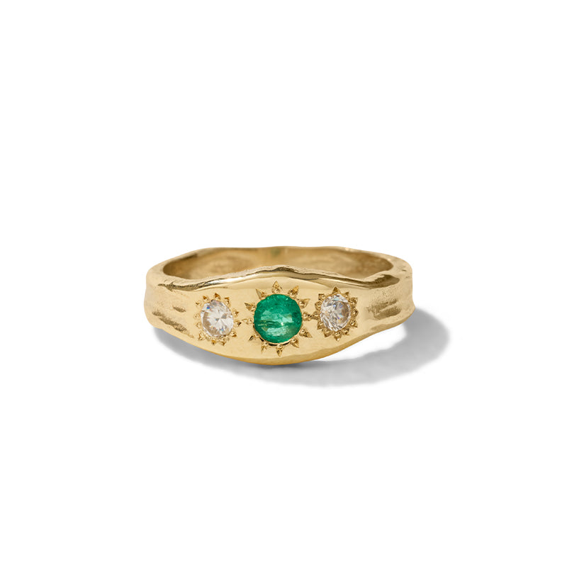 Molten Ring, Emerald, 9kt Yellow Gold