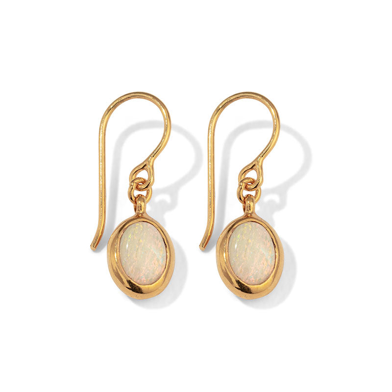 Nova Earring, White Opal, Gold