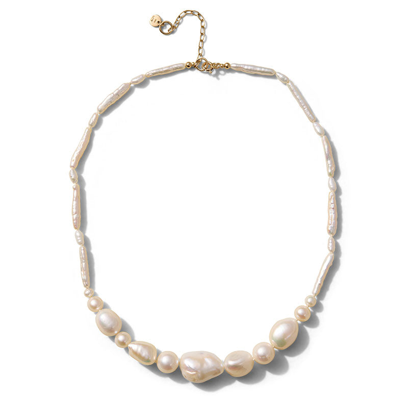 Oceania Collar Necklace, Pearl, 9kt Yellow Gold