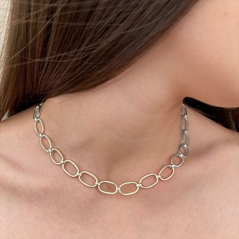 Omega Chain Necklace, Silver