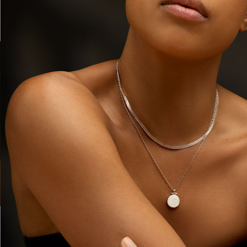 Saturn Collar Chain Necklace, Silver