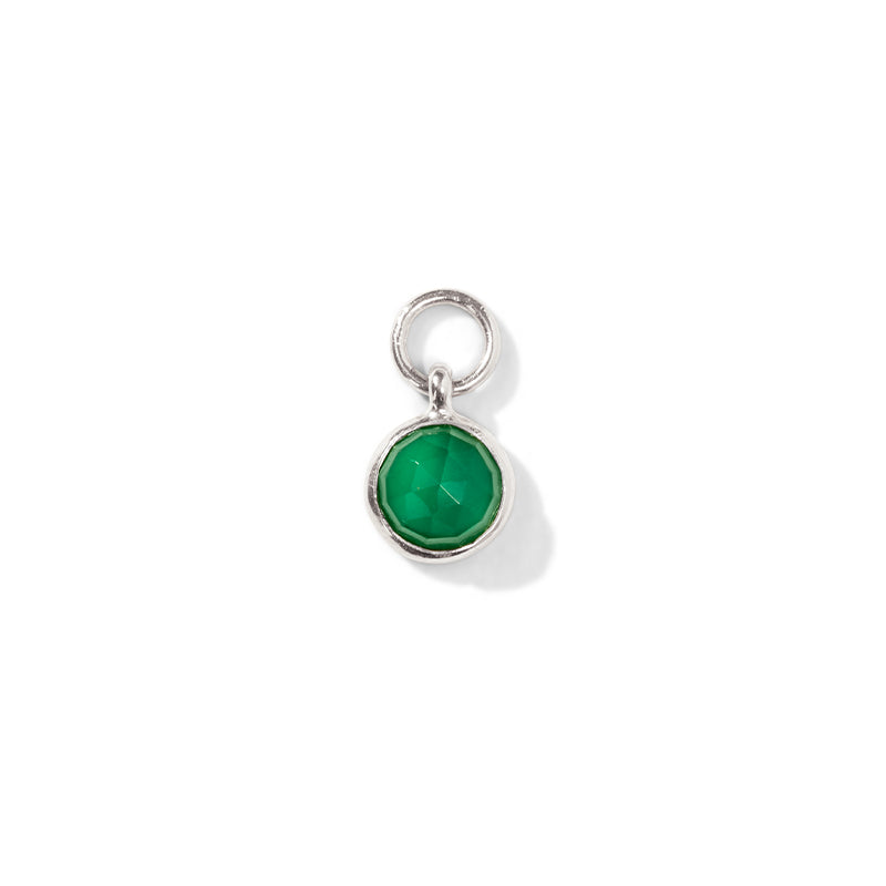Orbit Charm, Green Onyx, Silver
