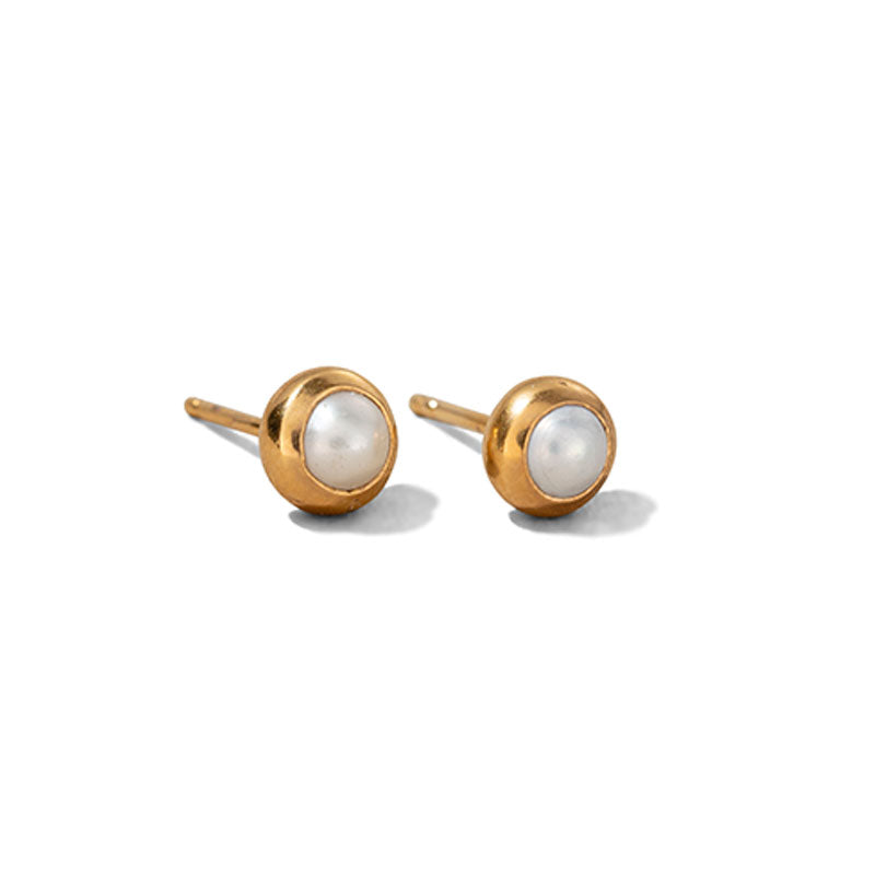 Orbit Stud, Pearl, Gold