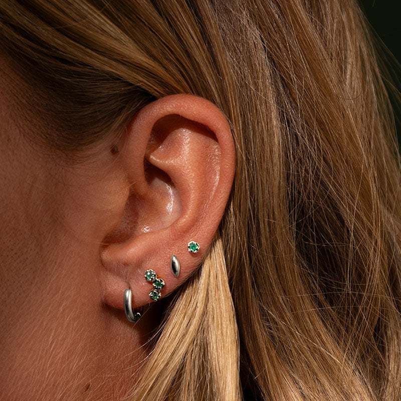 Orion Mix Match Stud, Green Onyx, Silver