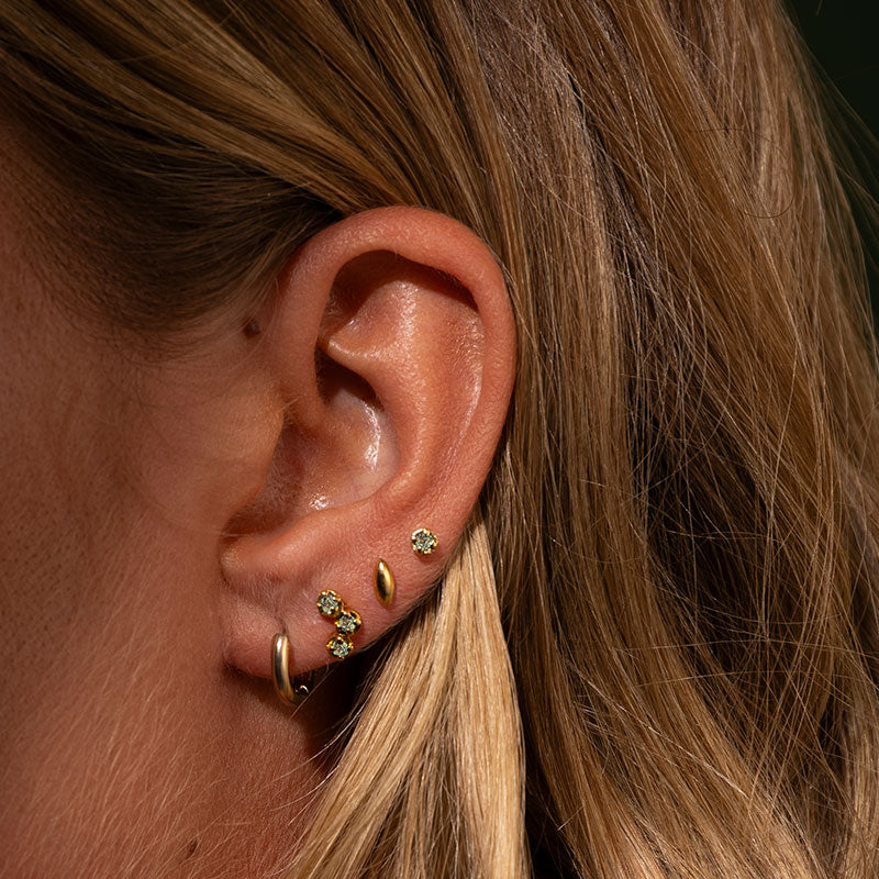 Orion Mix Match Stud, Green Sapphire, 9kt Yellow Gold