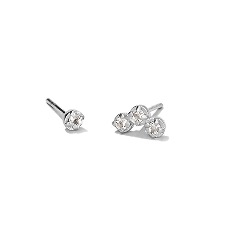 Orion Mix Match Stud, White Topaz, Silver