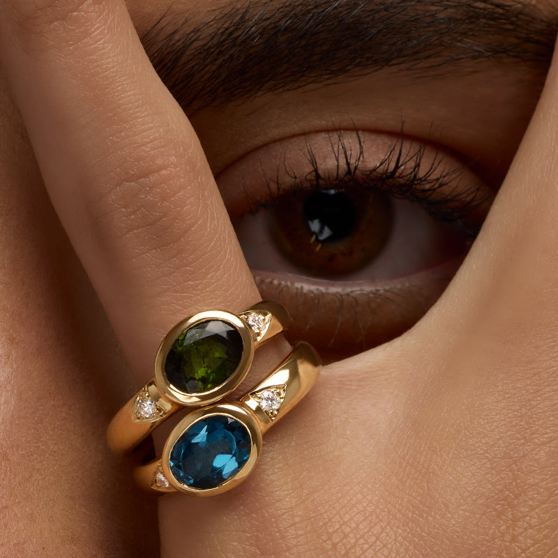 Pallas Ring, Green Tourmaline, 9kt Yellow Gold