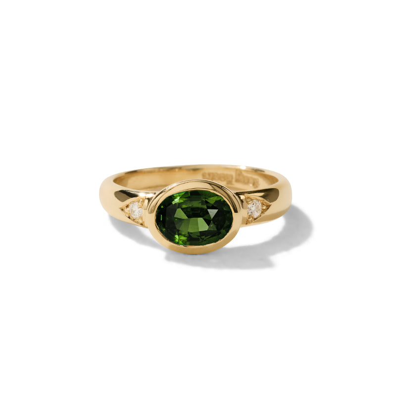 Pallas Ring, Green Sapphire, 14kt Yellow Gold