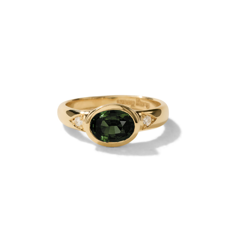 Pallas Ring, Green Sapphire, 14kt Yellow Gold