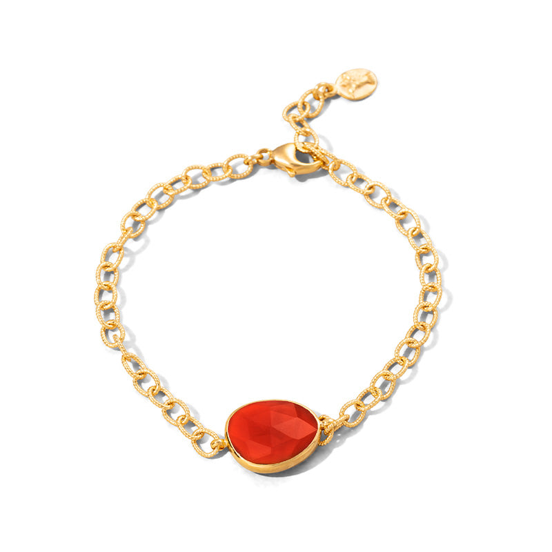 Pebble Bracelet, Red Onyx, Gold