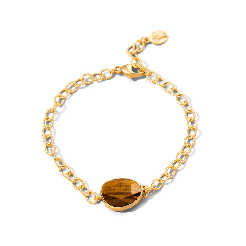 Pebble Bracelet, Tiger's Eye, Gold