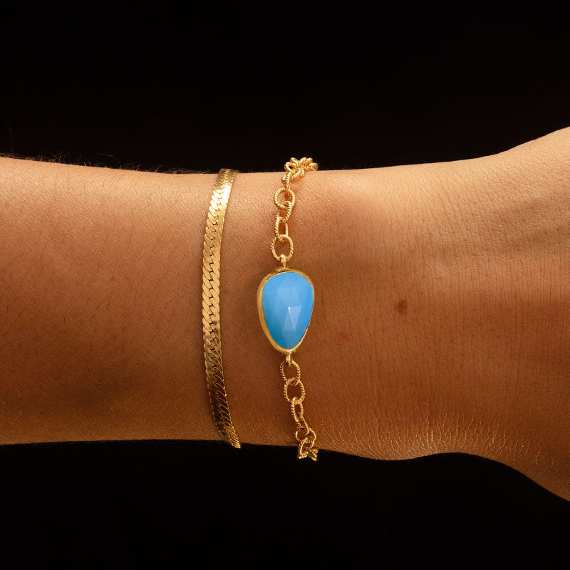 Pebble Bracelet, Turquoise, Gold