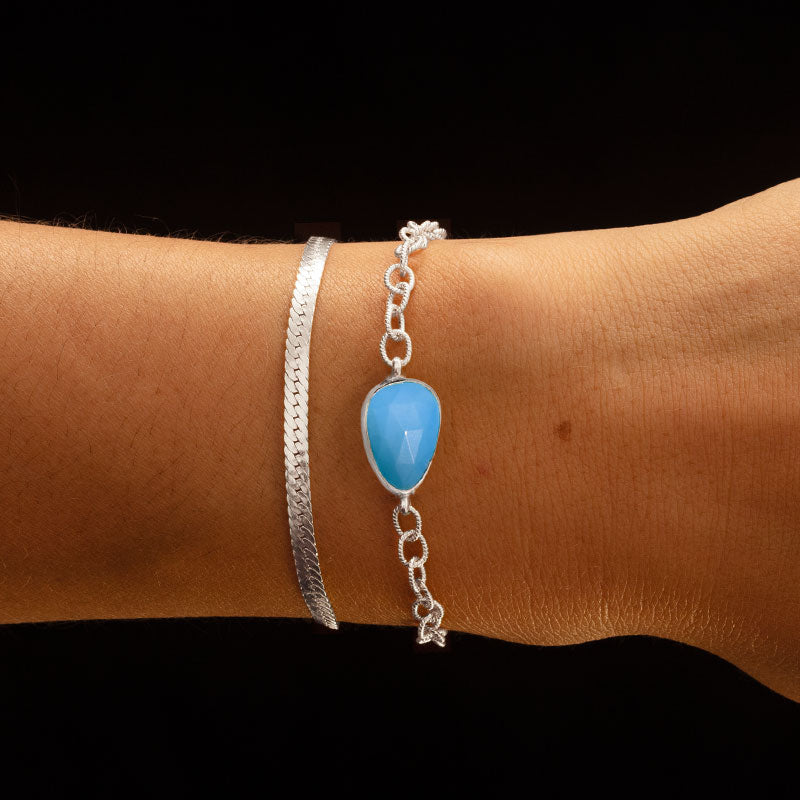 Pebble Bracelet, Turquoise, Silver