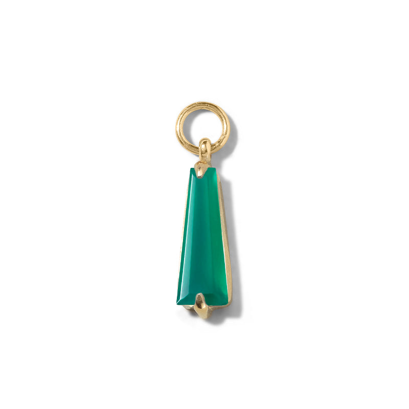 Pendulum Charm, Green Onyx, Gold