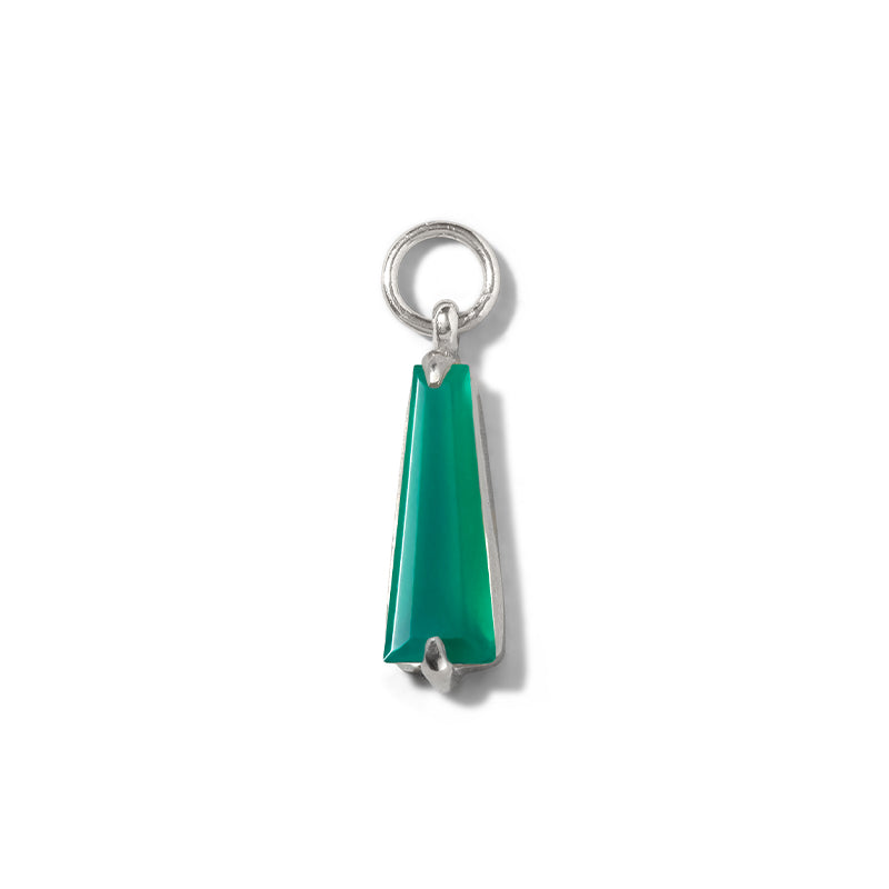 Pendulum Charm, Green Onyx, Silver