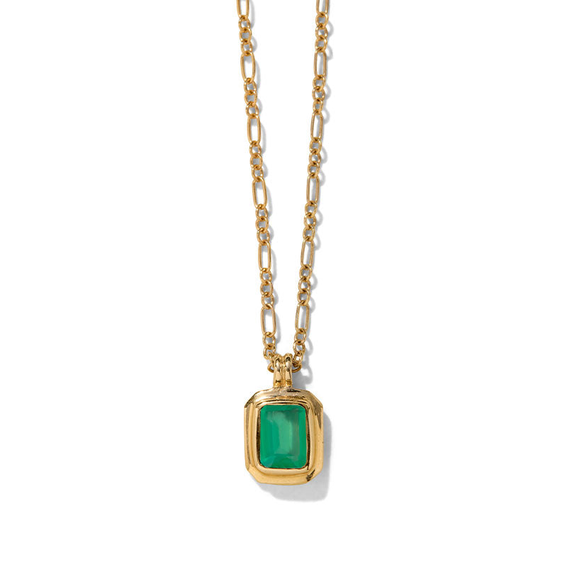 Petra Necklace, Green Onyx, Gold