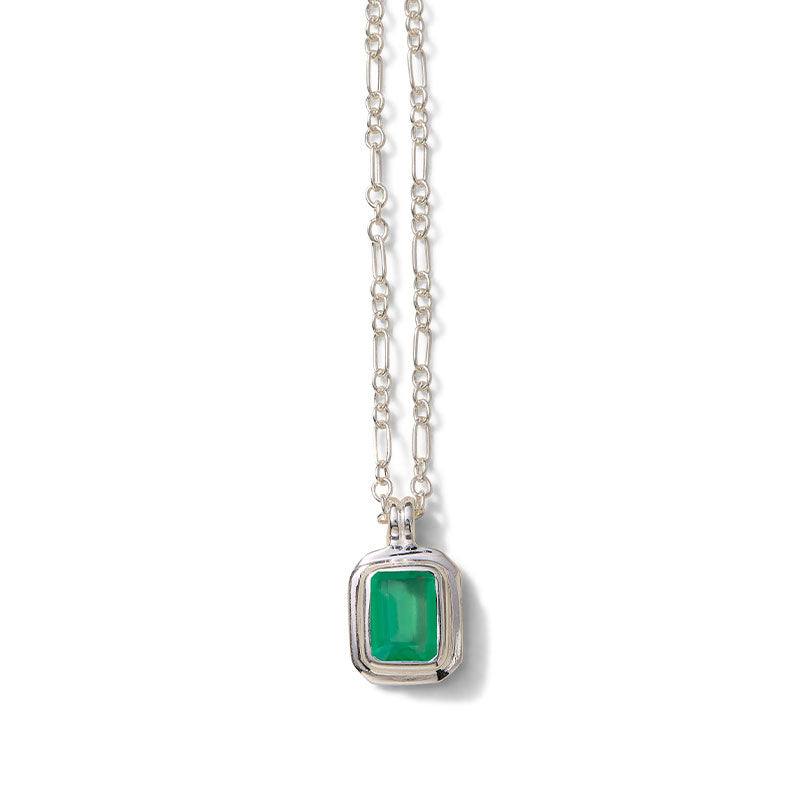 Petra Necklace, Green Onyx, Silver