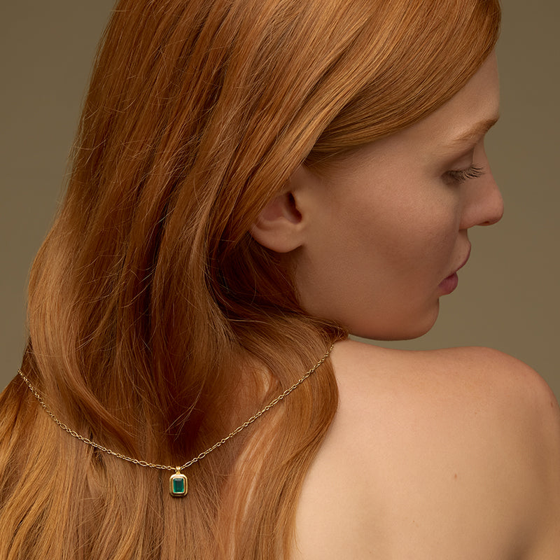 Petra Necklace, Green Onyx, Gold